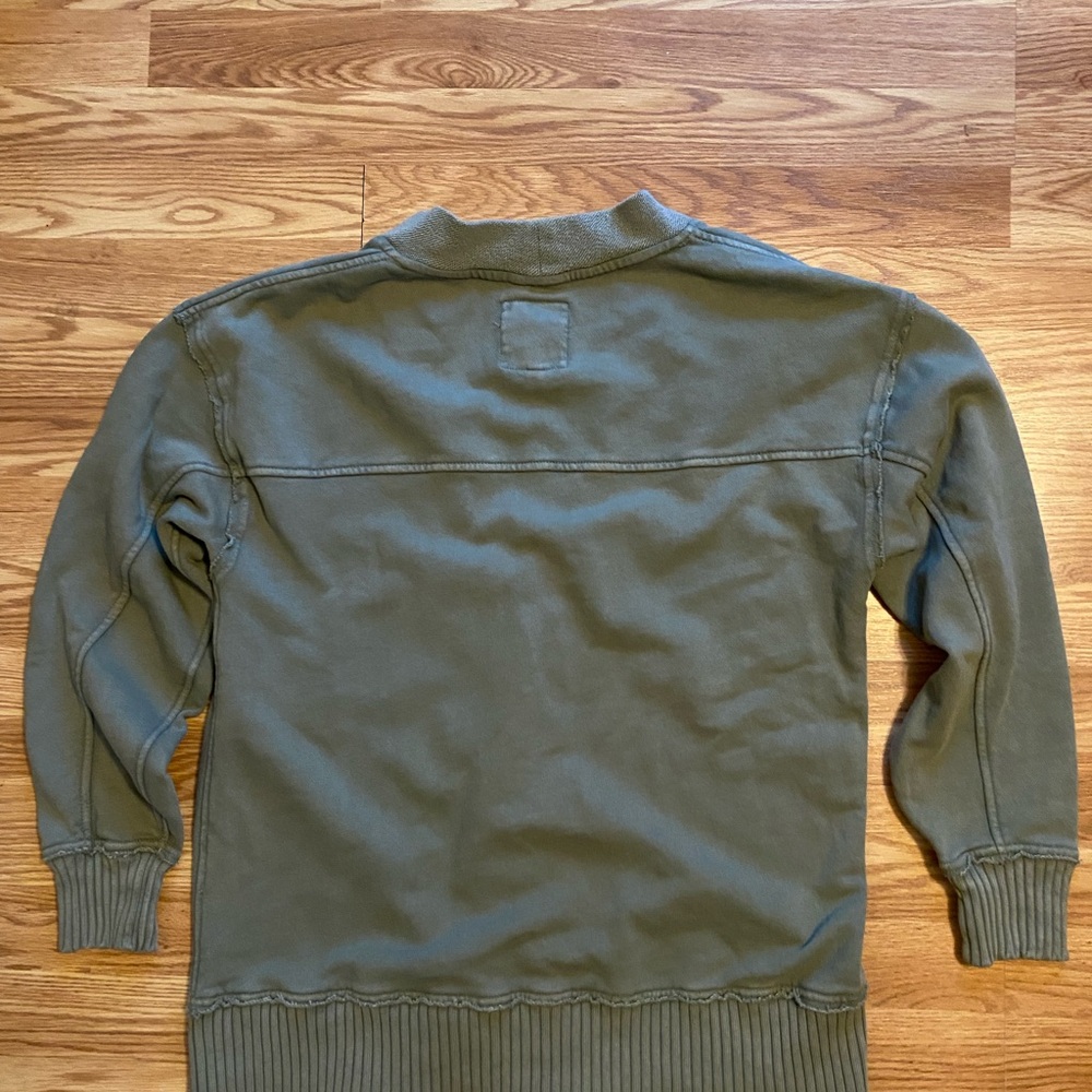 Aerie Fleece Button-Up Cardigan in Olive Fun - Picture 2 of 7